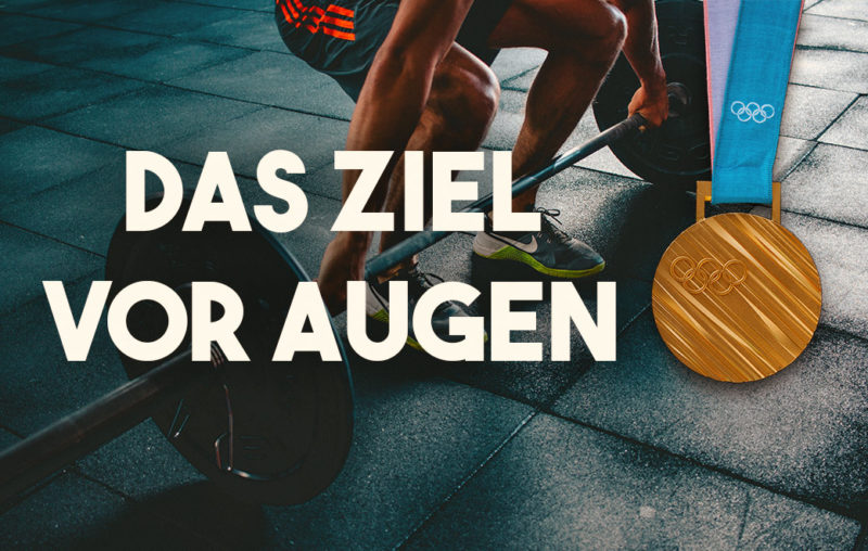 Mann Gewicht heben, Fitness als Blogbild für Das Ziel vor Augen