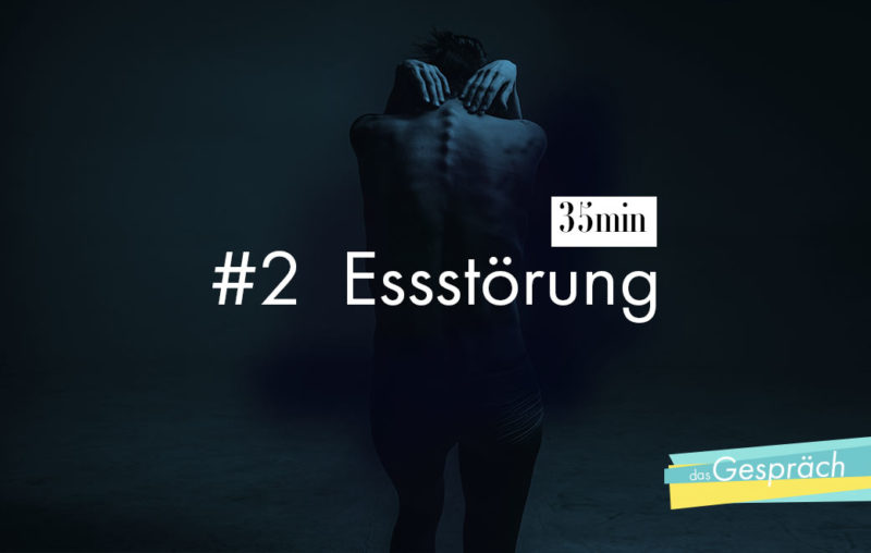 Abgemagerter Mensch der Rücken zukehrt als Titelbild für das Gespräch Essstörung