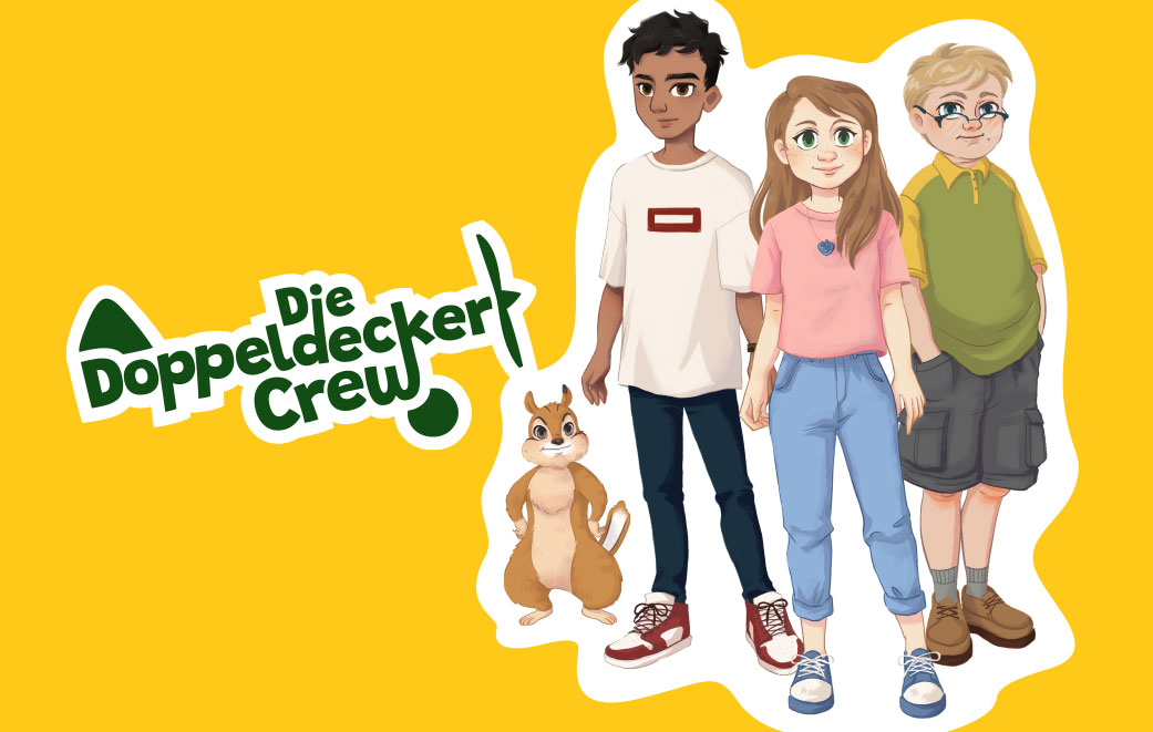 die Charaktere der "Doppeldecker Crew" gezeichnet. Das Hörspiel für Kinder